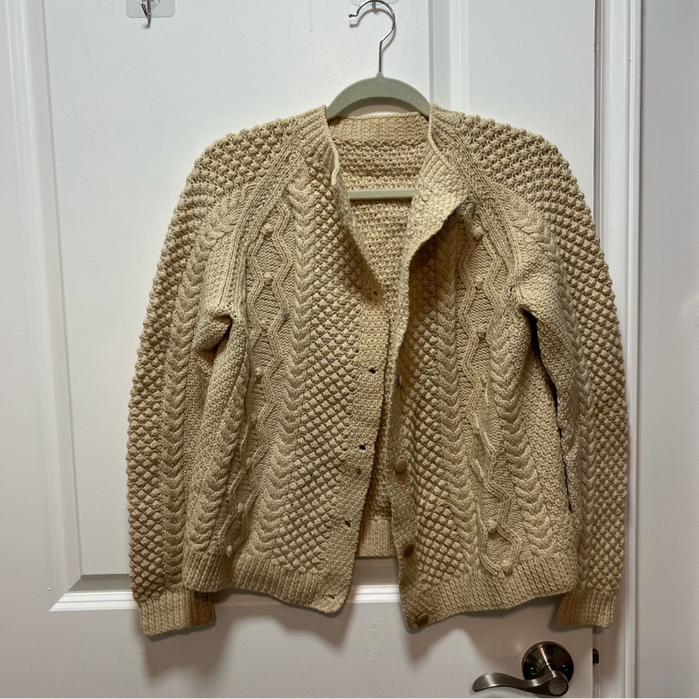Vintage Chunky Knit Button-Up Cardigan